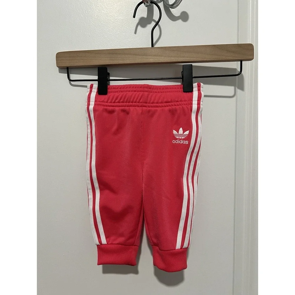 Adidas Baby‎ Girl Track Suit Pink Size 3-6 Months Striped Athletic Hot Pink Zip
